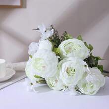 Duovlo Springs Flowers Artificial Silk Peony Bouquets Wedding Home Decoration,Pack Of 1 (Spring White),20.87*3.5,SpringWhite - 春白 - 查看 5