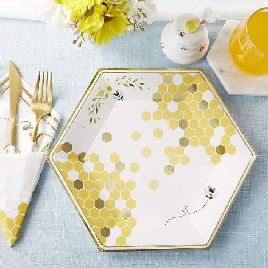 Sweet as Can Bee Baby Shower, 9 pulgadas,37326811 - Rosa vieja - Ver 1
