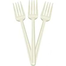 100pz Tenedor Ecologico Compostable Resistente 6in Fecula de Maiz Libre de BPA Biodegradable, Color Blanco, Ideal para Alimentos,37327643 - Multicolor - Ver 1