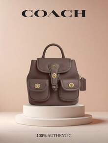 Coach Hadley Backpack CBH09 Women's Fashion Backpacks Refined Pebble Leather And Smooth Leather,Suitable For Daily Use,School,Shopping,Travel,Office And Casual,Perfect Gift For Her - 棕色 - 查看 1