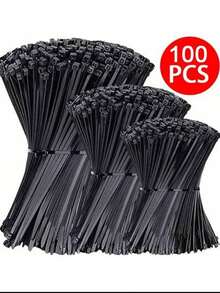 100根尼龙扎带，塑料自锁式，多种尺寸，黑色捆扎带 - 彩色 - 查看 8