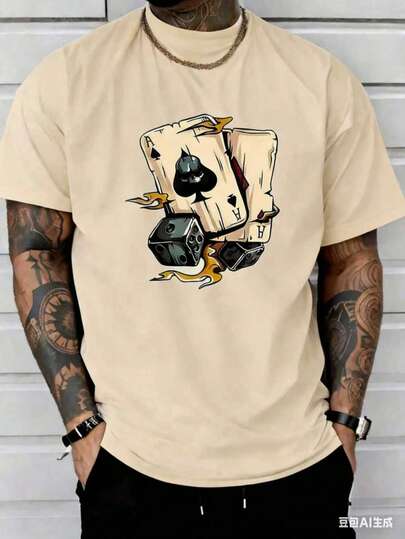 (220 Pure Cotton T-Shirt)    Summer Round Neck Short Sleeved Casual Pure Cotton   Poker-White And Navy Off-The-Shoulder Cropped Top