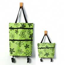 Bolsas de Compras Impresas Coloridas, Bolsas de Viaje Plegables y Portátiles con Ruedas en la Parte Inferior, Dos Tamaños, de Mano o de Hombro, Soporta hasta 15KG, Cierre de Cremallera, Ligeras para Fácil Almacenamiento, Múltiples Patrones Impresos Disponibles, Ideales para Compras en Casa, Almacenamiento de Cocina, Bolsas de Compras Reutilizables, Carrito de Compras que Ahorra Esfuerzo - Amarillo - Ver 1