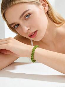 1条天然橄榄石手链，女士真绿水晶串珠手链，女士首饰，幸运手链，圣诞礼物，送给妻子的礼物，送给祖父母的礼物（来自孙辈） - 綠色 - 查看 8