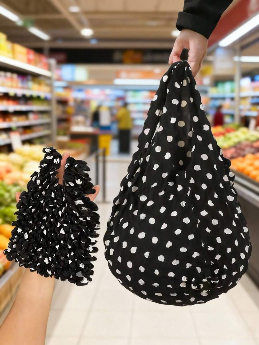 1 túi tote co giãn thần kỳ cho nữ, túi mua sắm cầm tay có thể thu gọn, dung tích lớn, túi mua sắm tái sử dụng, túi mua sắm gấp gọn, túi dứa nhăn bong bóng, vật dụng du lịch thiết yếu cho du lịch, cắm trại, ngoài trời, bãi biển, kỳ nghỉ hè, tựu trường