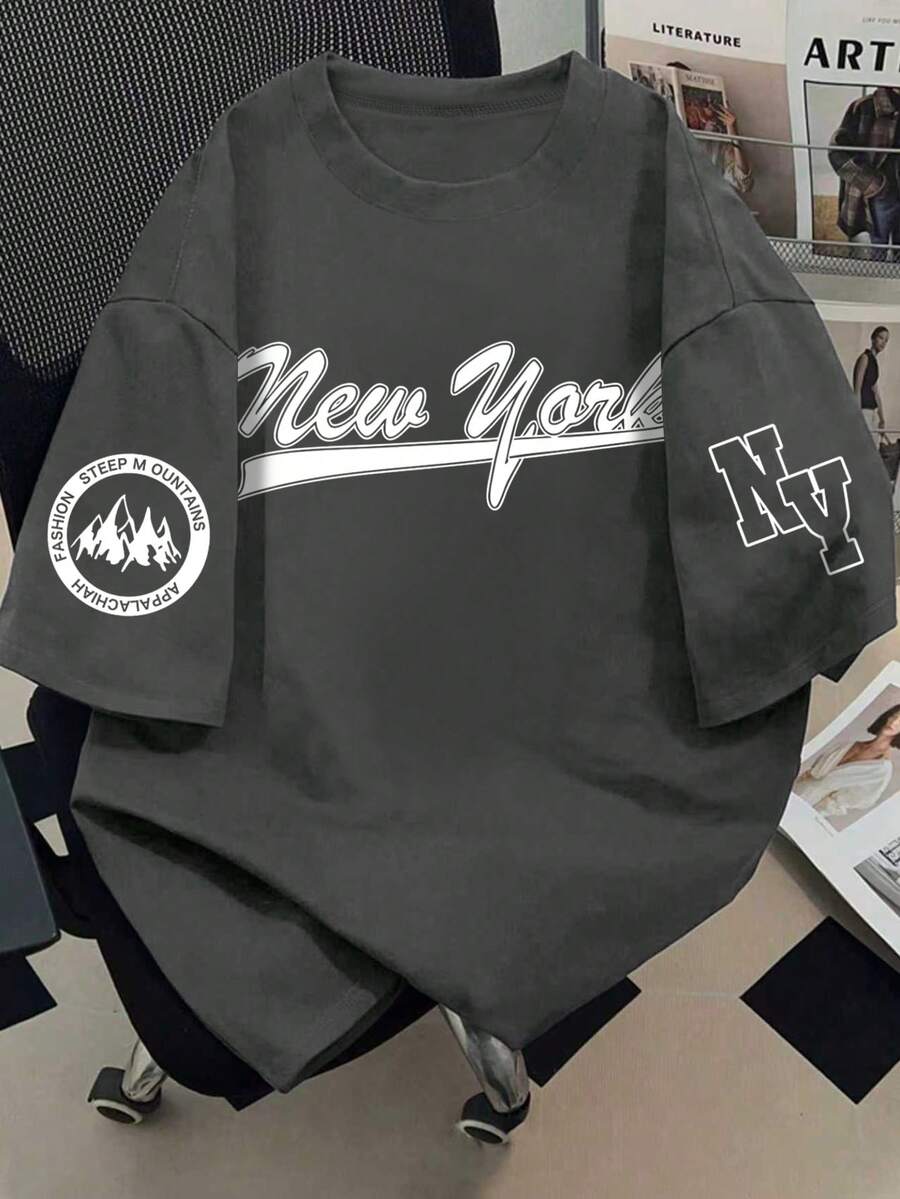 Áo thun ngắn tay in chữ dành cho bé trai tuổi teen - Xám - Xem 1