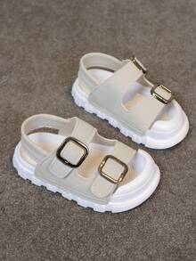 1 đôi dép xăng đan đơn giản, thoải mái cho bé gái, kiểu dáng hở mũi, đế bằng, có khóa dán. - Màu be - Xem 5