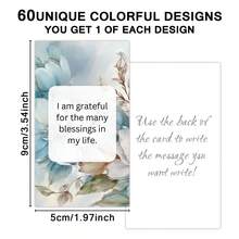 60 piezas Tarjetas de afirmaciones positivas, Tarjetas de afirmaciones diarias con citas motivadoras, Reverso en blanco - Multicolor - Ver 2