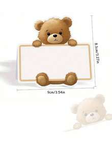 50 piezas Tarjetas de felicitación 3D de oso de peluche, Tarjetas con diseño de oso de peluche, Tarjetas de vacaciones, Tarjetas del Día de San Valentín, Tarjetas de regreso a la escuela, Papelería, Etiquetas plegables en blanco con diseño de lindo oso de peluche marrón, Tarjetas de asiento de estudiante, Tarjetas de compañeros de clase - Multicolor - Ver 4