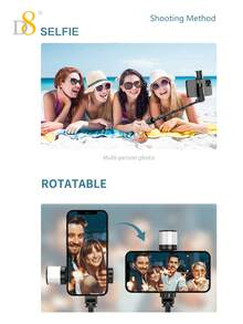 Gậy selfie kiêm chân máy D8, đèn chiếu sáng xoay 360°, chiều dài 765mm, điều khiển từ xa không dây tích hợp, chân máy di động và có thể gập lại dành cho điện thoại thông minh, phù hợp với /Android, phụ kiện thiết yếu cho kỳ nghỉ thu/đông và cắm trại. - Một cỡ - Xem 8