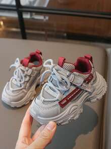 儿童厚底运动鞋，新款休闲校园透气幼儿男女童跑步鞋 - 灰色 - 查看 5