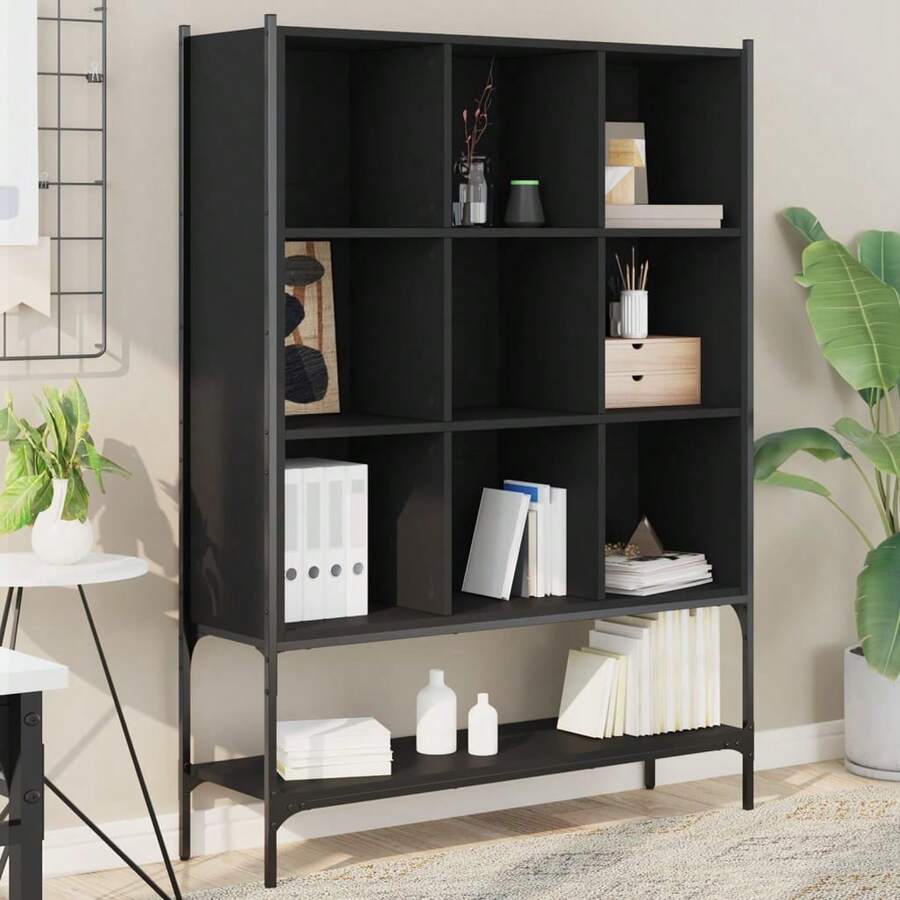 Larryhot Libreria Nera 102x30x141,5 cm in Legno Multistrato, Facile da assemblare, dall'estetica elegante e raffinata, pratica per riporre gli oggetti, la scelta ideale per l'organizzazione e la decorazione domestica - nero - Visualizzare 1