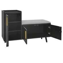 Modern Shoe Bench/Shoe Chest/Seat With Three Storage Doors, Asymmetrical Metal Handles And Multiple Storage Levels – Dimensions: W100/D34/H69 Cm - 黑色 - 查看 7