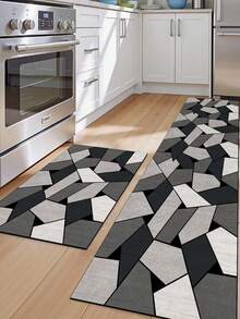 【热销！！！】1片装软橡胶厨房地垫，3.5毫米厚，灰色石纹马赛克创意抽象时尚风格吸水厨房地垫，大尺寸地毯，可自行裁剪以适应厨房尺寸，表面织物材质，中间海绵层，底部橡胶层，适用于厨房地毯、厨房装饰、婚礼装饰、家居装饰、浴室地垫、玄关地垫、洗衣房地垫、走廊地毯、客厅地垫等。 - 彩色 - 查看 9