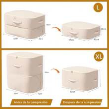 Bolsas Ahorradoras de Espacio, Organizador Autocomprimible Ultracomprimible, Bolsas de Organizador con Asa Reforzada, Bolsas de Almacenamiento de Ropa, para Edredones Mantas (Crema,X-Large),37365432 - Beis - Ver 5