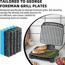 TonGass Paquete de 2 Esponjas de Limpieza 12207 y 1 Paquete de Raspador de Parrilla para Parrillas Interiores George Foreman y la Mayoría de Otras Parrillas Interiores con Ranuras, Esponja de Reemplazo y Raspador para Limpieza - Multicolor - Ver 3