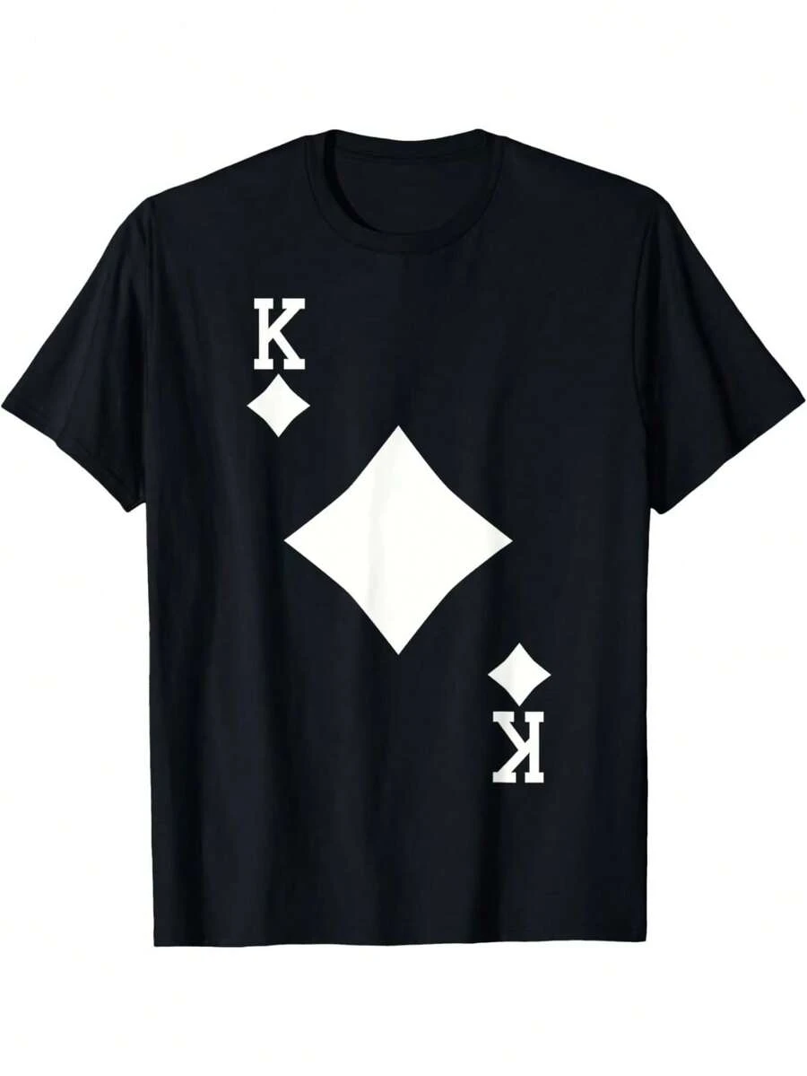 King of Diamonds Card Halloween Costume Dark T-Shirt - Negro - Ver 1