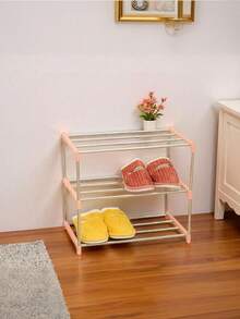 三层多功能鞋架，内置鞋带收纳器，坚固耐用，节省空间，适用于运动鞋、高跟鞋、拖鞋、平底鞋、踝靴 | 多功能包包展示架和鞋子收纳整理架 | 设计优雅，适用于玄关、宿舍、卧室、客厅、衣橱、公寓 + 附赠 1 个随机塑料挂钩 - 彩色 - 查看 2