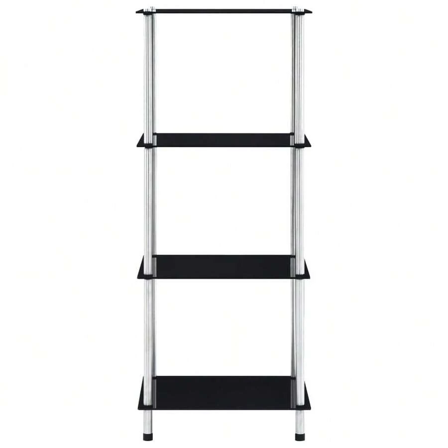 Larryhot Estantería 4 niveles cristal templado negro 40x40x100 cm, Fácil de montar, elegante y hermoso, y conveniente para almacenar artículos, es una opción ideal para el almacenamiento y la decoración del hogar. - Negro - Ver 1