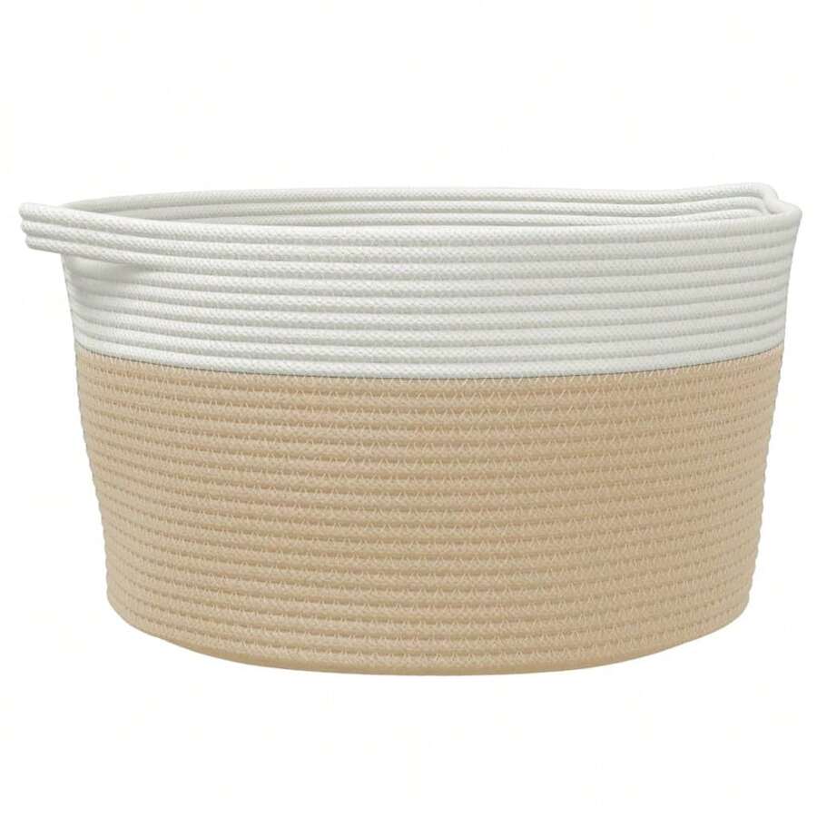 vidaXL Aufbewahrungskorb, beige und weiß, Ø 40 x 25 cm, Baumwolle - Verschiedenfarbig - Übersicht 1