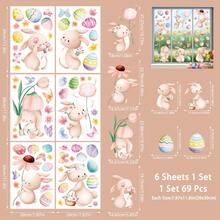 Bộ 6 miếng dán cửa sổ hình thỏ và trứng Phục Sinh dễ thương, bao gồm các họa tiết hoa và bướm, miếng dán tĩnh điện tự dán, thích hợp để trang trí phòng ngủ, phòng khách, nhà cửa và cửa sổ. - Nhiều màu - Xem 14