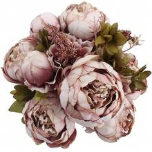 Duovlo Fake Flowers Vintage Artificial Peony Silk Flowers Wedding Home Decoration,Pack Of 1 (Sweetened Bean),20.87*3.5,SweetenedBean - 甜豆 - 查看 1