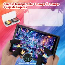 Kit de accesorios para el modelo 2 de NintendoSwitch, incluye estuche de transporte, paquetes de alcohol, paño libre de polvo, pegatinas, llavero, estent, caja de tarjetas, pegamento libre de polvo, bolsa, manga de dedos, manga de control remoto multicolor, protector de Joy-Con, estuche de trasfondo transparente, manga de asa transparente, línea de datos, película templada - Rojo - Ver 7
