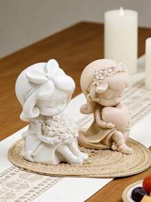 1pc 3D Heart Angel Silicone Mold - Multipurpose, Easy To Clean, Suitable For Resin/Plaster/Candle, Christmas/Mother's Day/Valentine's Day Holiday Gift Decor - White - View 5