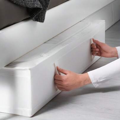 1pc Foldable Under Bed Storage Box With Zipper Lid, Large Capacity Design For Clothes, Bedding, Seasonal Items, Moisture-Proof, Dust-Proof, Easy Storage, Optimize Bedroom Space, Multi-Functional Storage Container