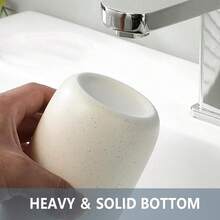 Toothbrush Holder For Bathrooms - 1 Cup Ceramic Toothbrush Toothpaste Holder, Beige Bathroom Tumbler Cup Reusable Toothbrush Mouthwash Cup, Bathroom Counter Organizer,1pcs,Beige - 米色 - 查看 6