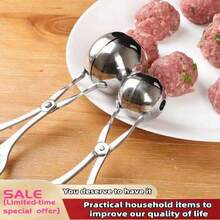 1 pieza Moldeador de albóndigas de acero inoxidable, conveniente para hacer deliciosas albóndigas. Prensa de albóndigas de acero inoxidable fácil de usar, adecuada para acampar al aire uso en la cocina, antiadherente y fácil de limpiar - Plateado - Ver 2