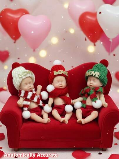 1 PC 4 Inch /11 CM Mini Silicone Palm Doll Full Solid Silicone Reborn Doll Toy Handmade Painted Realistic Reborn Baby Dolls, Anatomically Accurate, Ideal Gifts