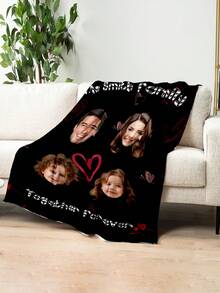 1件定制照片毯，适用于床、客厅、沙发、户外、沙滩、露营、宠物等多种场合，可个性化定制家庭/宠物/情侣文字印花床上用品毯，是圣诞节、家人、生日、朋友、女性、儿童的理想个性化礼物。 - 款式1 - 查看 2