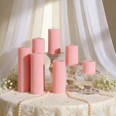 1支5厘米北欧粉色圆柱蜡烛，多种尺寸可选，创意造型装饰品，大豆蜡烛，婚礼纪念品，节日氛围蜡烛，浪漫晚餐蜡烛，家居装饰，摄影道具，生日礼物，女士礼物，应急照明，情人节照明，浪漫家居装饰，情侣礼物，约会之夜必备，告白礼物，周年纪念礼物，充满爱意