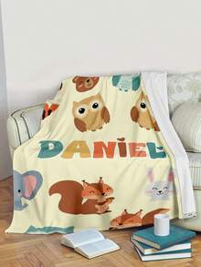 1pc Customized Flannel Personalized Blanket, Suitable For Bed, Living Room, Sofa, Outdoor, Beach, Camping, Pets And More, Customizable With Family/Pet/Couple Name Printed, Ideal Gift For Christmas, Mother's/Father's Day, Home, Birthday, Friends, Women, Parents And More - Style 2 - View 5