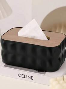1 Kotak Penyimpanan Tisu Elegan, Penutup Kotak Tisu Persegi Dekoratif, Kotak Penyimpanan Tisu Gaya Minimalis Nordik, Desain Melengkung, Dengan Tutup Kayu, Kotak Tisu Kapasitas Besar, Cocok Untuk Kamar Tidur, Ruang Tamu, Dapur, Kamar Mandi, Dekorasi Rumah Dan Penyimpanan Praktis - Light Grey - View 6