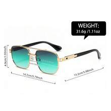 Vintage Double-Bridge Oversized Square Frame Glasses, Unisex, Striped Decorative Color-Block Temples, Suitable For Street Photography And Vacation Looks - Multicolor - View 7