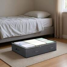 90L Under Bed Storage Containers, 2- 6 Pack Underbed Closet Storage Organizer System, Moving Bags With Clear Window - Grey - View 2