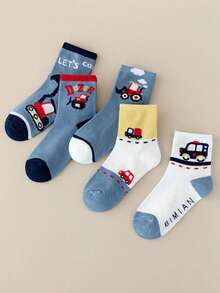 10 Pairs Kids Cartoon Car Socks, Suitable For Daily Use, Fits Ages 1-16 Years Old, Spring/Autumn/Winter - Multicolor - View 2