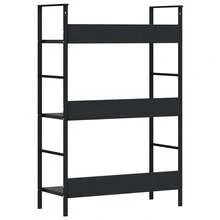 Larryhot Scaffale Libri 3 Ripiani Nero 60x27,6x90,5 cm Legno Multistrato, Facile da assemblare, dall'estetica elegante e raffinata, pratica per riporre gli oggetti, la scelta ideale per l'organizzazione e la decorazione domestica - nero - Visualizzare 4