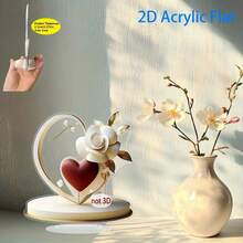 2D Acrylic Printed Artwork With Pulsing Crimson Heart Shape Frame, Blooming White Rose, Golden Brown Intertwined Leaves, And Surrounding Daisy Flowers, Conveying A Tender Secret And Physical Form Of Love. Suitable As Decor For Study, Bedroom, Or As A Gift For Partner Or Mother. - Multicolor - View 4