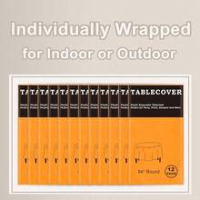 D&Z Plastic Tablecloth Disposable, 12 Pack Orange Table Cloth Individually Wrapped For Indoor&Outdoor, On-The-Go 84" Tablecover For Round Table Ideal For Party, Birthday, Wedding And Dinner - 橘色 - 查看 3