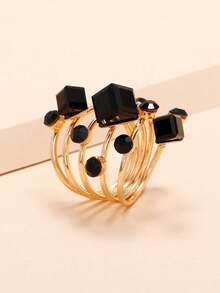 1 pieza Anillo de primavera de moda, anillo elegante adecuado para uso diario - Negro - Ver 5
