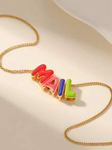 1 pieza Collar personalizado con colgante de letra de burbuja 3D de colores, joya de colgante de letra de burbuja personalizada, regalo ideal para amigos, parejas y familia - Estilos de moda, vintage, minimalista, casual, lindo, personalizado, regalo único ideal para bodas, Día de San Valentín, Día de la Madre - Dorado - Ver 6