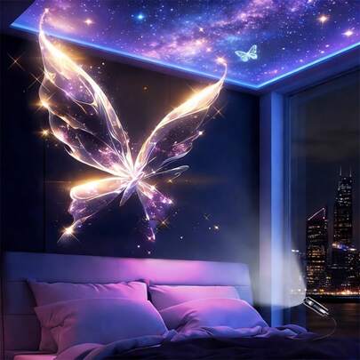 Portable USB LED Projection Lamp, Projecting Ocean & Nature Patterns (Whale, Butterfly, Jellyfish, Starfish) - USB Projector Suitable For Wall/Ceiling/All Ceilings, Low-Voltage Bedside Night Light, Birthday Gift