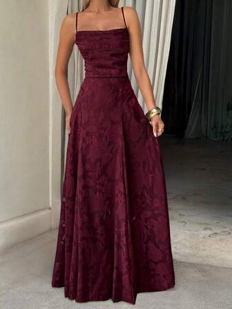 Unadoll Women's Lace Up Waist Cinching And Backless Lace Fabric Is Sexy And Elegant Red Winter Dress, Suitable For Vacations, Dates, Returning To School, Christmas, New Year, Thanksgiving, Parties, Weddings, And Beach Wear