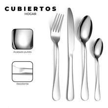 TendenciaJuego De Cubiertos Elegantes Set 24 Piezas Acero InoxidableCalidad premium - Plateado - Ver 3