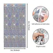 2片装塑料方形流苏背景布，带闪亮亮片，适用于生日派对、婚礼招待会、毕业典礼、主题活动和新娘送礼会。 - 彩色 - 查看 5