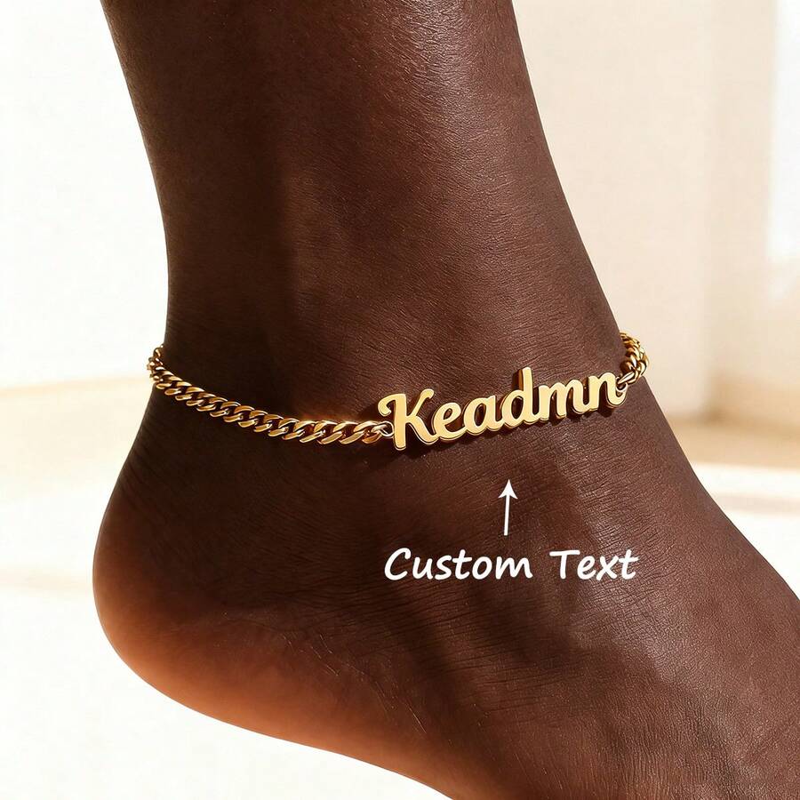 Customized Name Anklet For Women, Stainless Steel Personalized Anklet, Unique Women's Beach Foot Jewelry