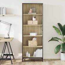 Larryhot Estantería madera de ingeniería roble Sonoma 60x35x170,5 cm, Fácil de montar, elegante y hermoso, y conveniente para almacenar artículos, es una opción ideal para el almacenamiento y la decoración del hogar. - Marrón - Ver 3